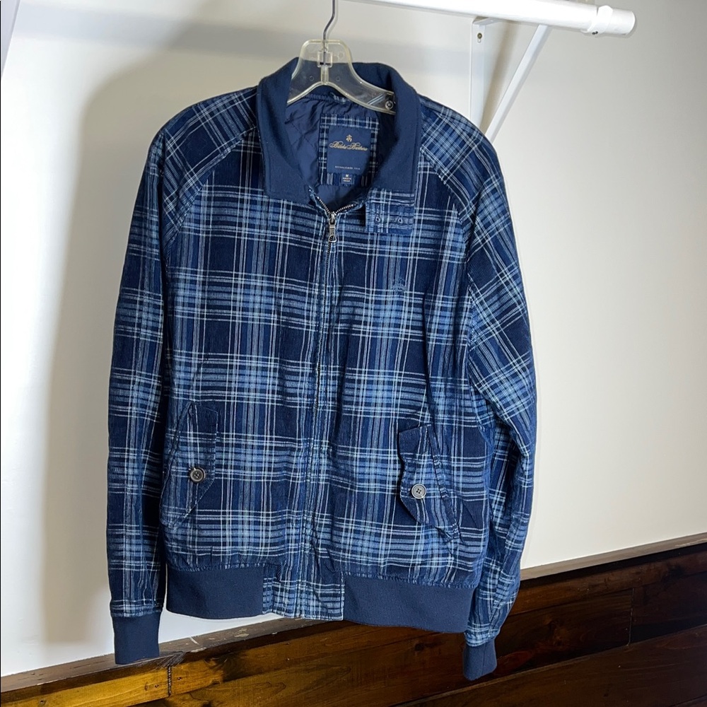 Brooks Brothers Navy Plaid Corduroy Insulted Jacket- M